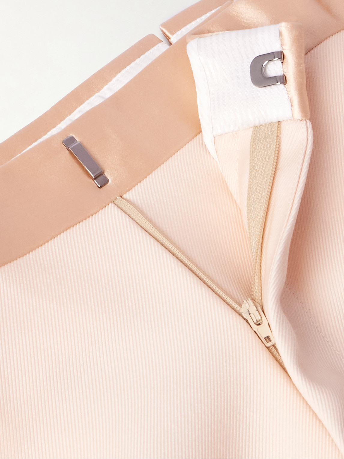 Tom Ford Tapered Satin-trimmed Wool And Silk-blend Twill Tuxedo Trousers In Neutrals