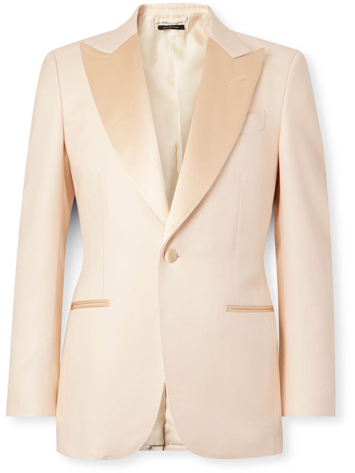 Tom Ford Slim-fit Satin-trimmed Wool And Silk-blend Twill Tuxedo Jacket In Neutrals