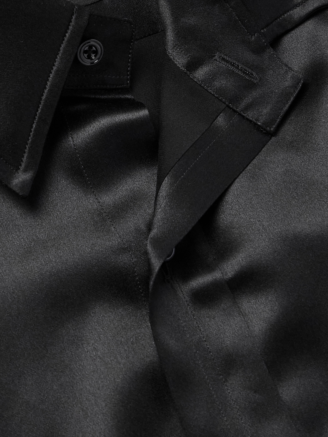 Tom Ford Slim-fit Silk-satin Shirt In Black