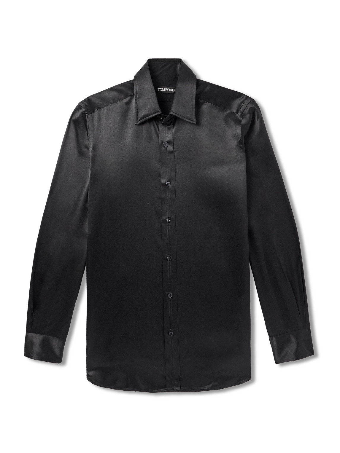 Tom Ford Slim-fit Silk-satin Shirt In Black