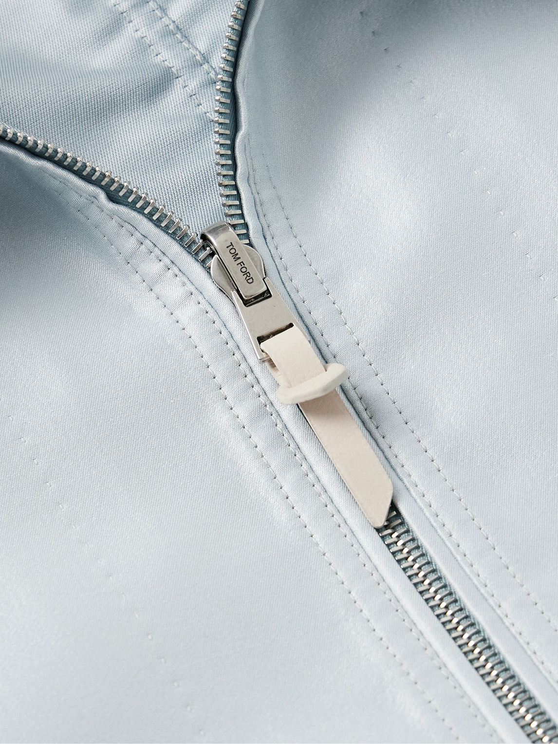 Tom Ford Reversible Mikado And Crepe Bomber Jacket In Blue