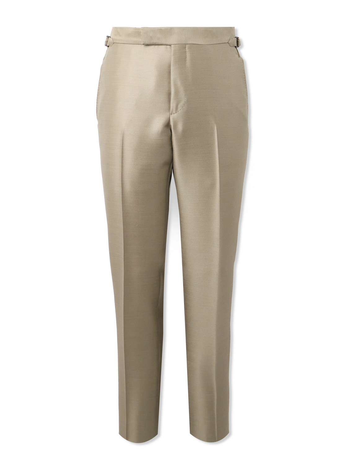 Tom Ford Straight-leg Wool, Mohair And Silk-blend Twill Suit Trousers In Neutrals