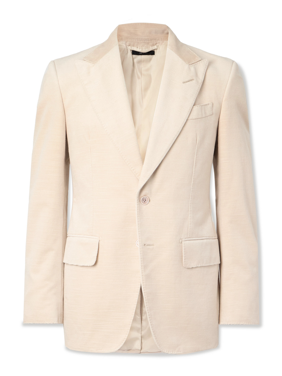 Tom Ford Shelton Slim-fit Cotton-velvet Blazer In Neutrals