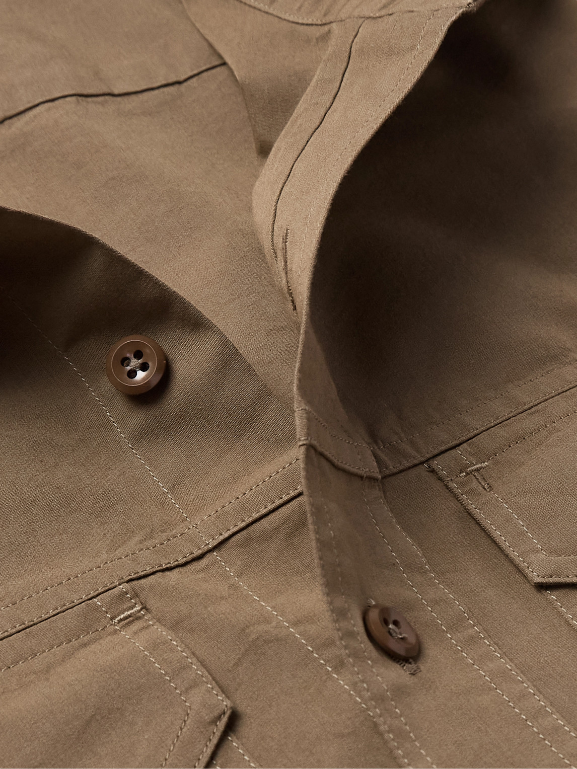 Tom Ford Cotton And Silk-blend Poplin Shirt In Brown