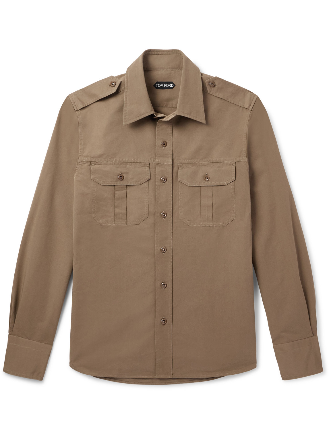Tom Ford Cotton And Silk-blend Poplin Shirt In Brown