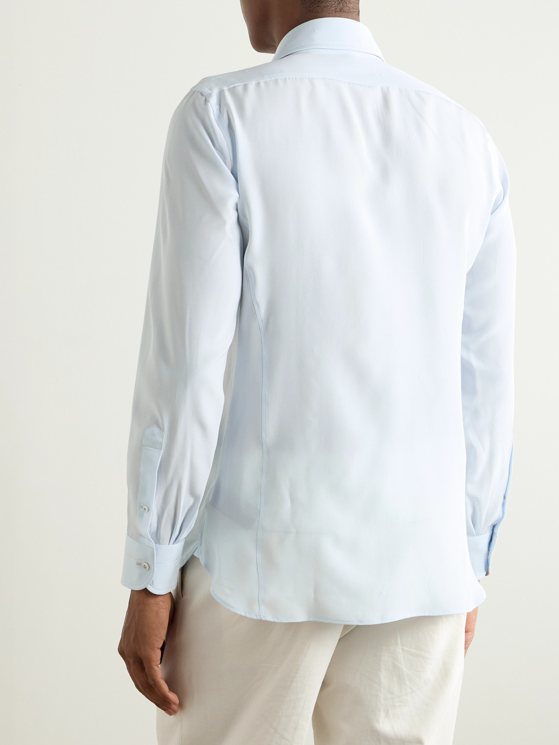 Tom Ford Slim-fit Silk Crepe De Chine Shirt In Blue