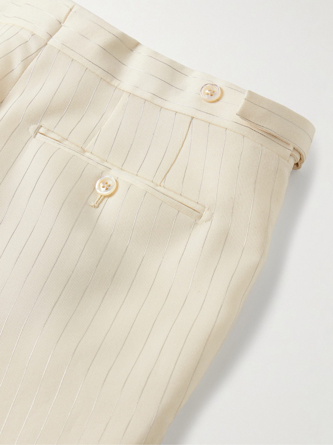 Tom Ford Slim-fit Metallic Striped Wool-blend Suit Trousers In Neutrals