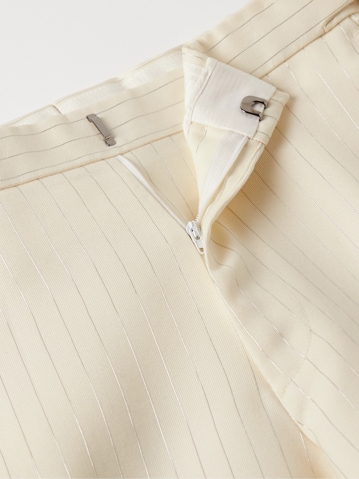 Tom Ford Slim-fit Metallic Striped Wool-blend Suit Trousers In Neutrals