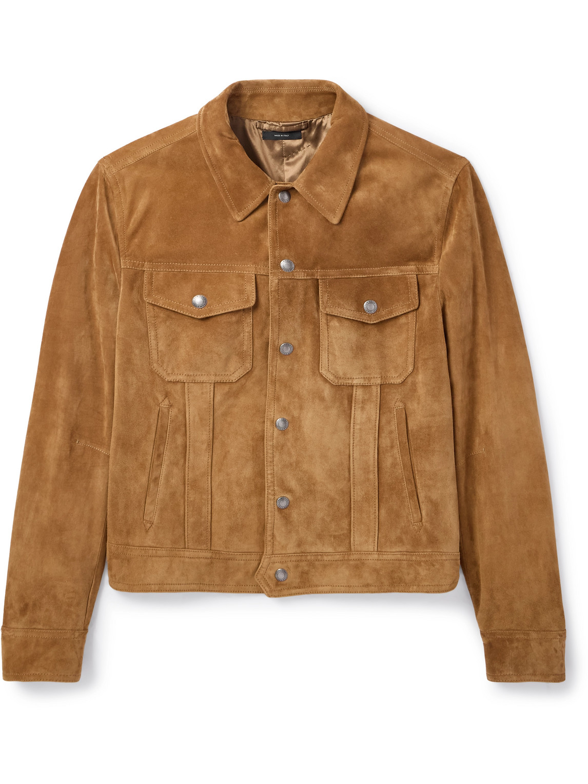 Tom Ford Slim-fit Suede Jacket In Brown