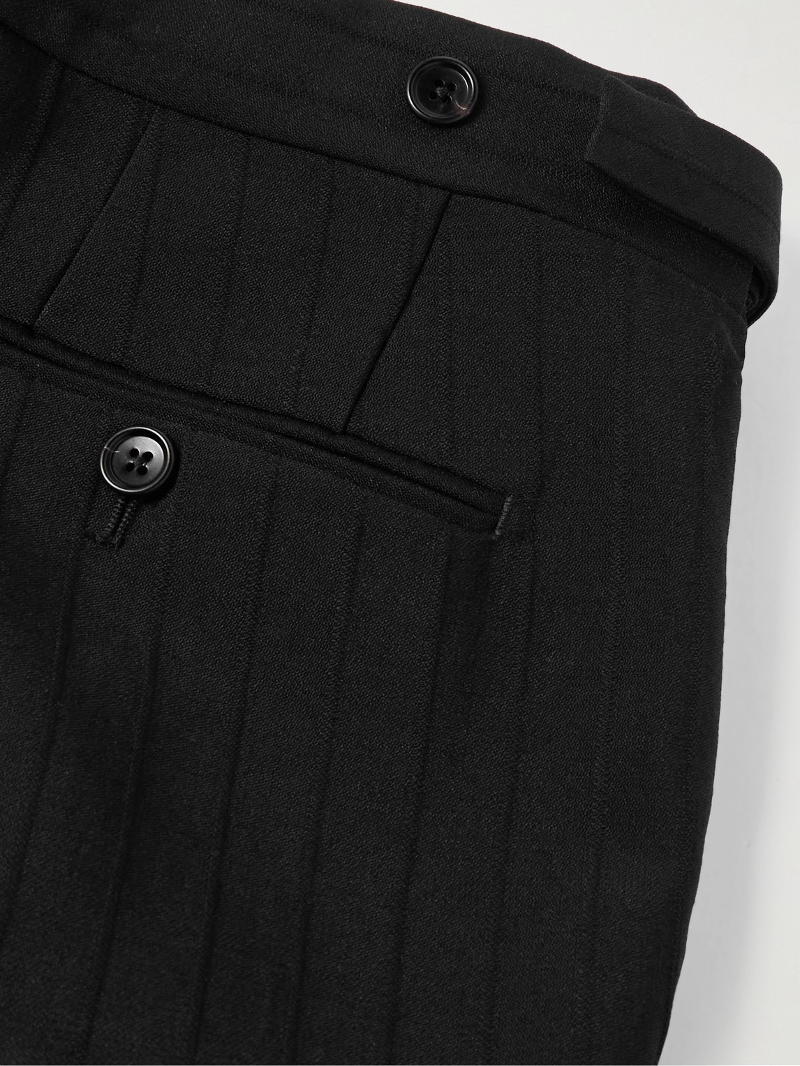 Tom Ford Straight-leg Striped Mohair And Wool-blend Trousers In Black