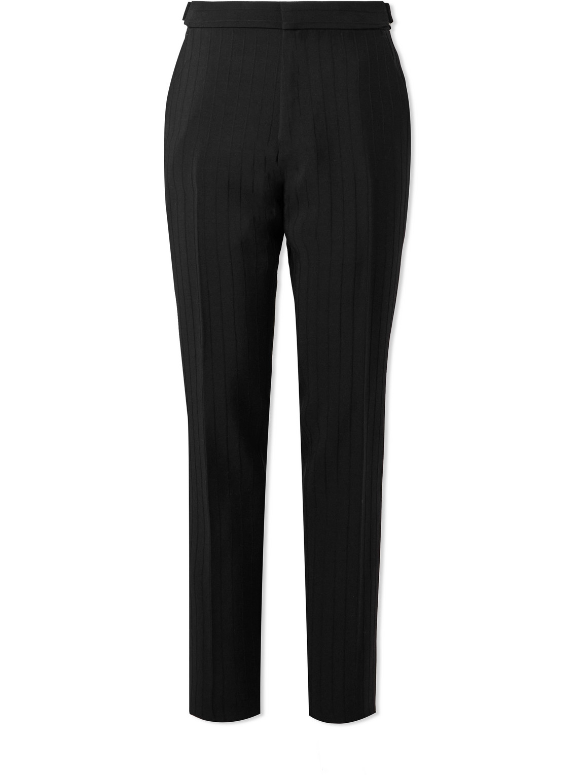 Tom Ford Straight-leg Striped Mohair And Wool-blend Trousers In Black