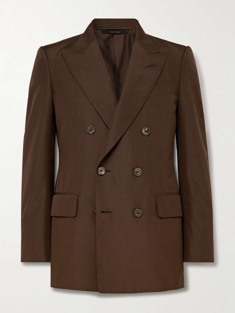 TOM FORD Dyllan Double-Breasted Silk Suit Jacket