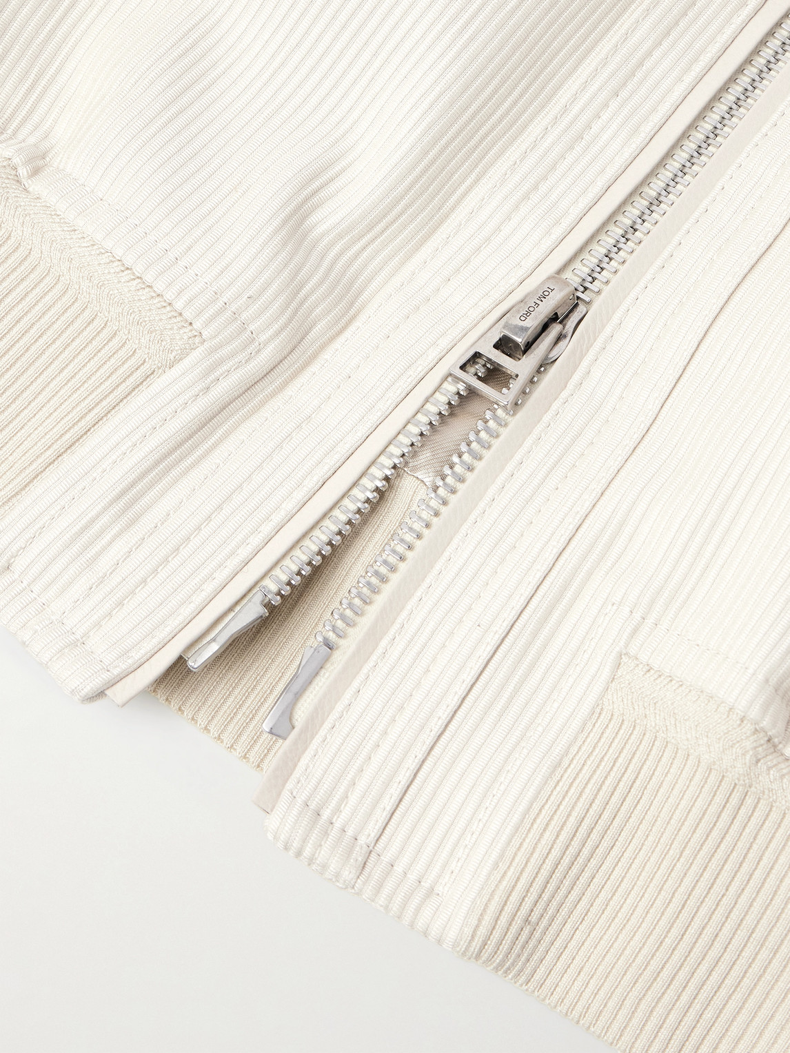 Tom Ford Slim-fit Leather-trimmed Cotton-corduroy Jacket In Neutrals