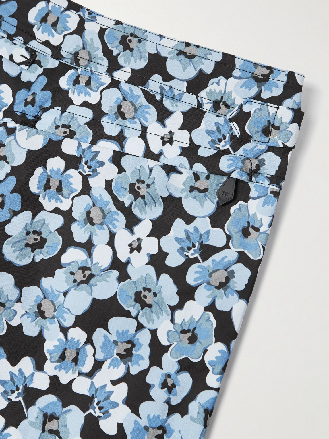 Tom Ford Floral-print Slim-fit Short-length Swim Shorts In Blue
