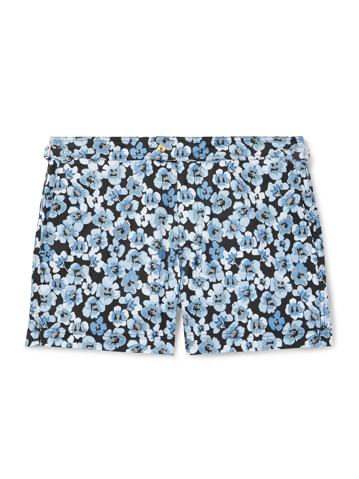 Tom Ford Floral-print Slim-fit Short-length Swim Shorts In Blue