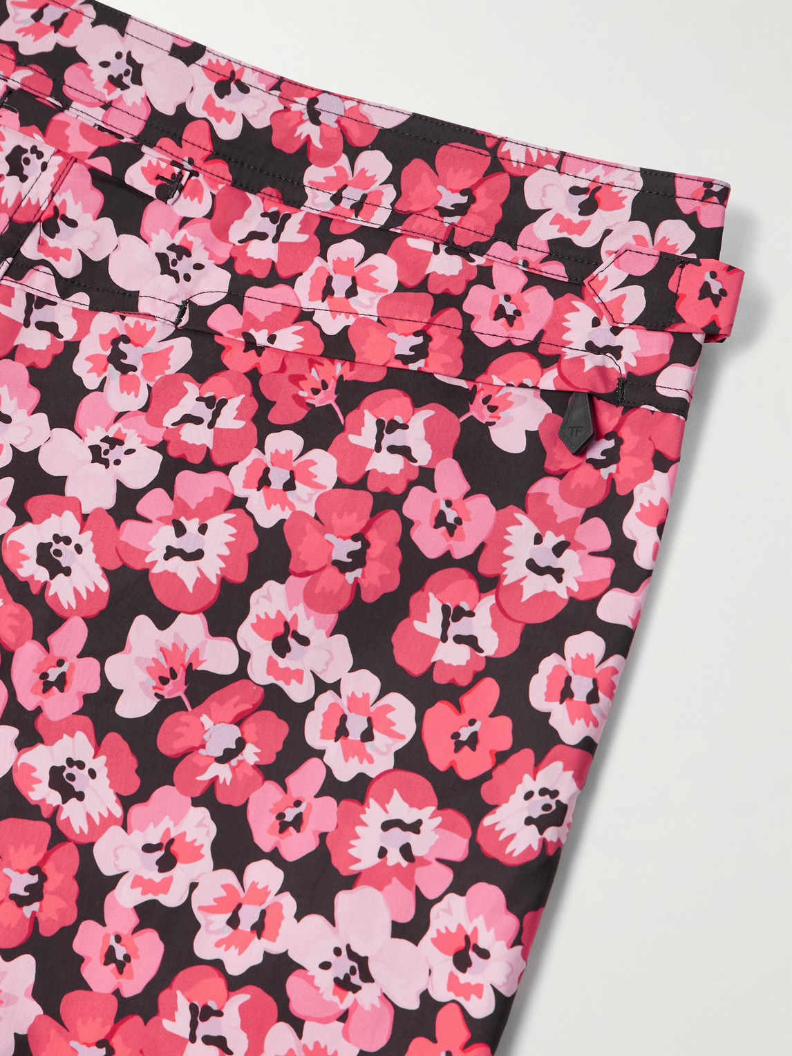 Tom Ford Floral-print Slim-fit Short-length Swim Shorts In Pink
