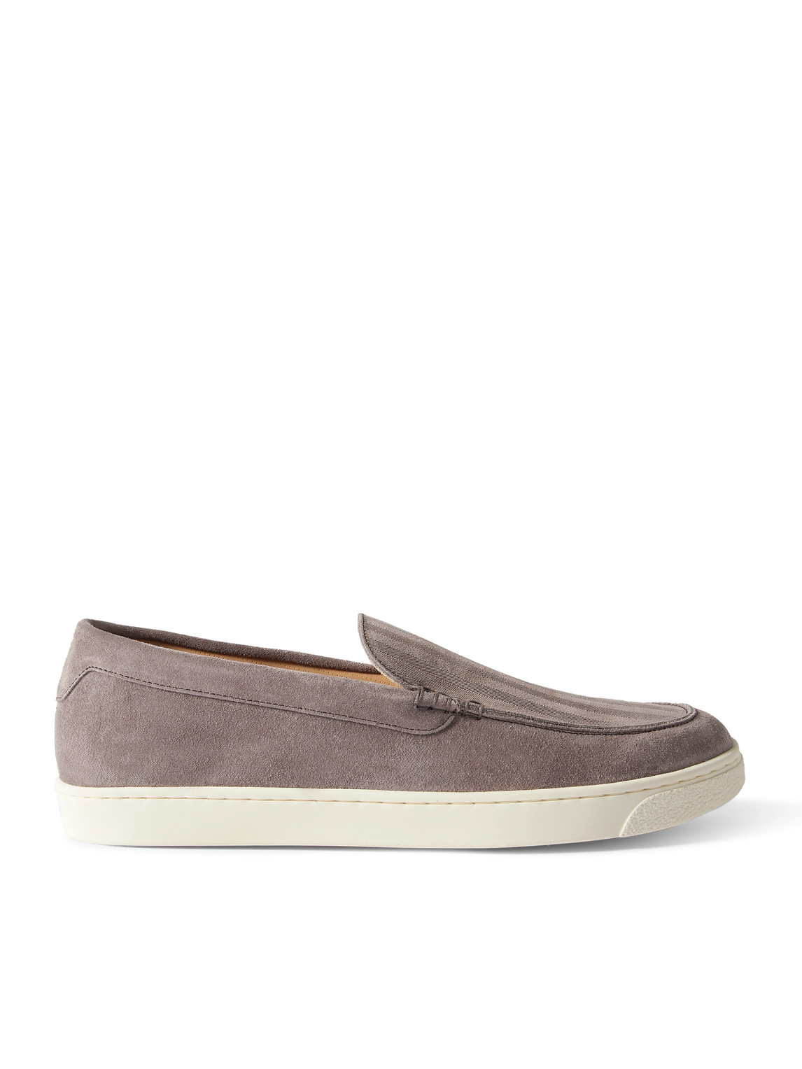 Brunello Cucinelli Herringbone Suede Loafers In Brown