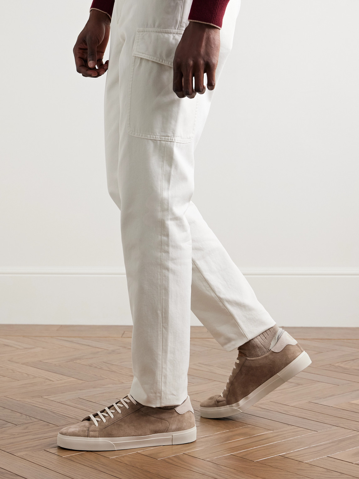 Brunello Cucinelli Vulky Suede Sneakers In Neutrals