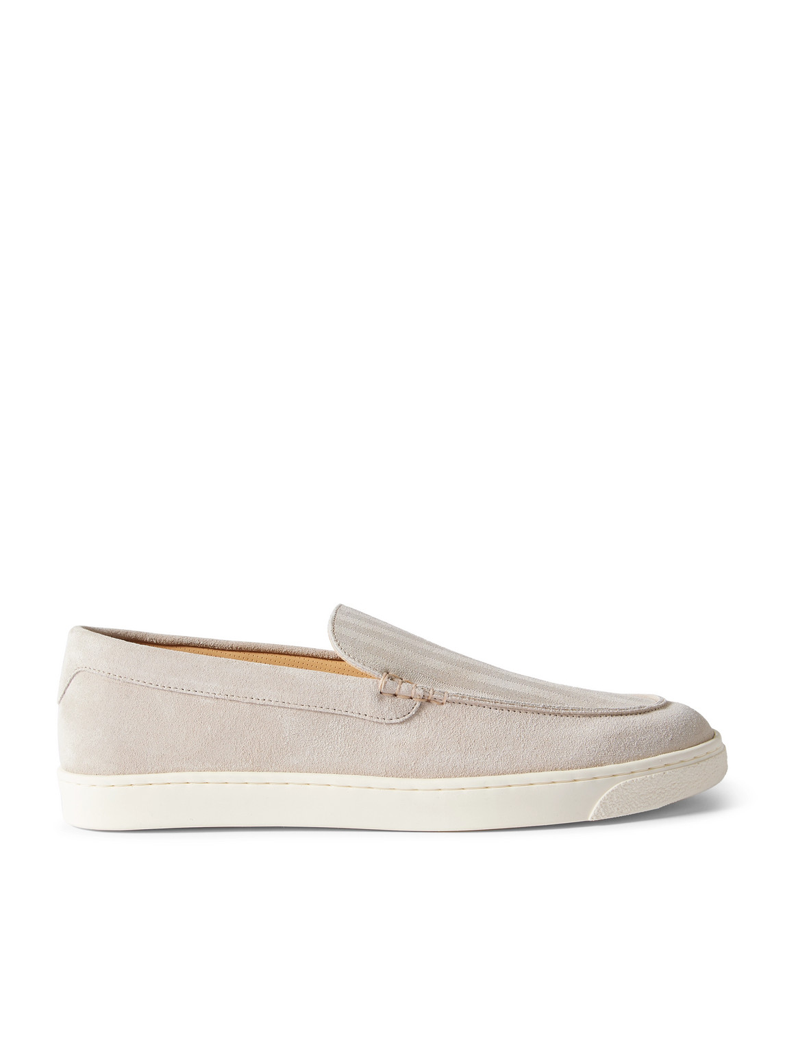Brunello Cucinelli Herringbone Suede Loafers In Neutrals