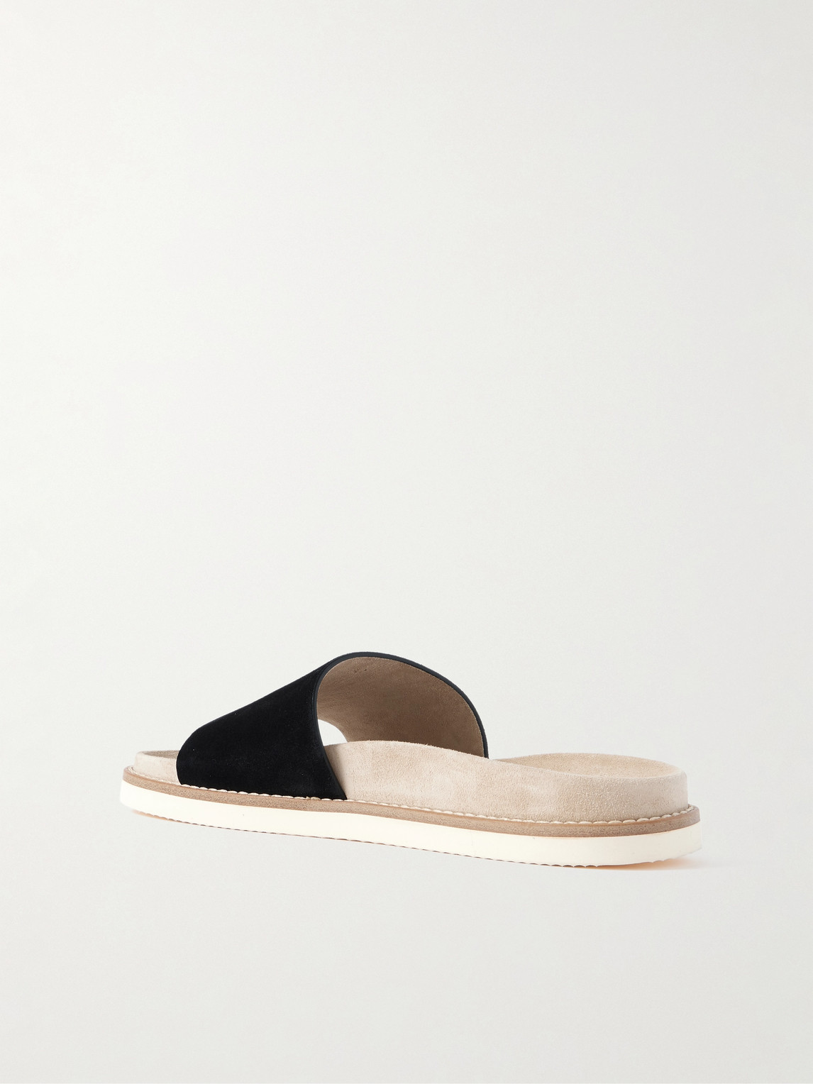 Brunello Cucinelli Suede Slides In Black