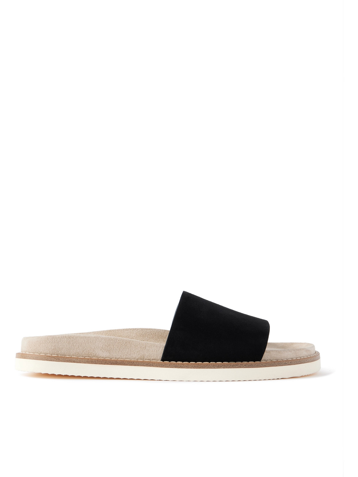 Brunello Cucinelli Suede Slides In Black