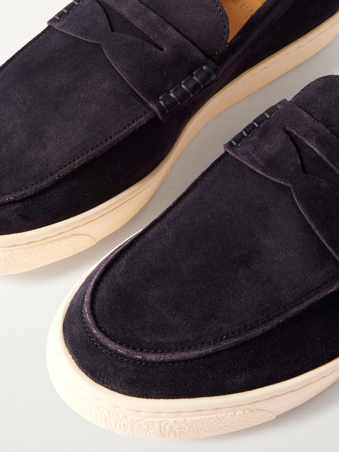 Brunello Cucinelli Blue Leather Loafers With Minimalist Design In Blue