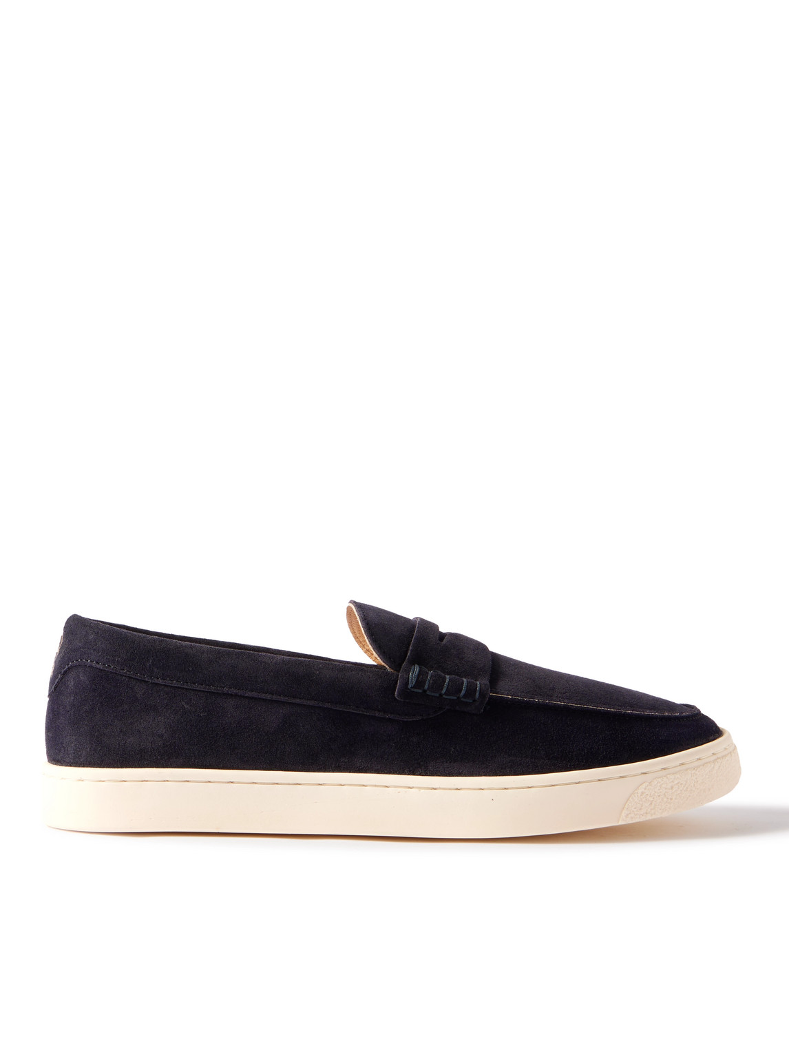 Brunello Cucinelli Blue Leather Loafers With Minimalist Design In Blue