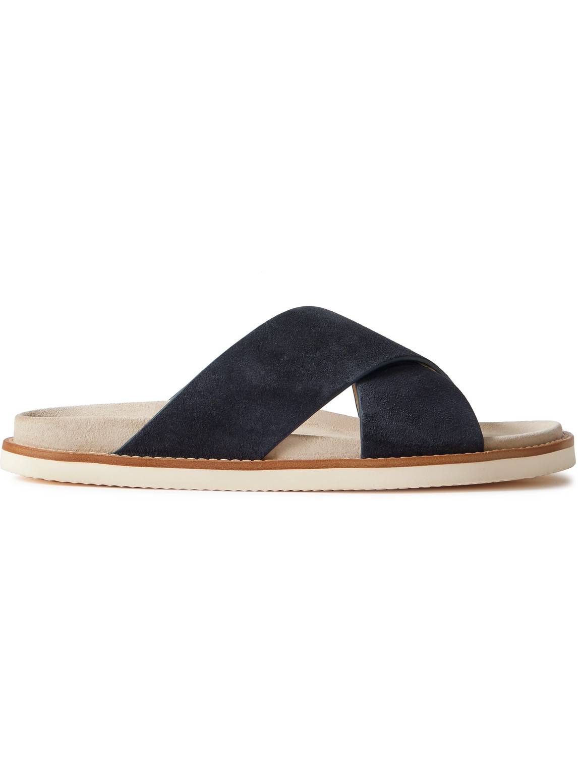 Brunello Cucinelli Suede Slides In Blue