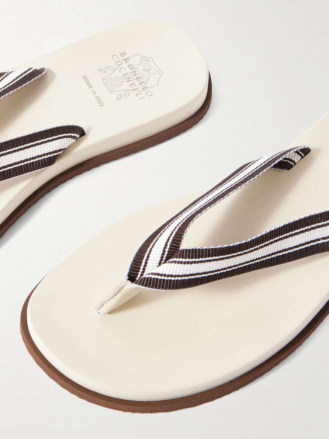 Brunello Cucinelli Striped Grosgrain Flip Flops In Multi