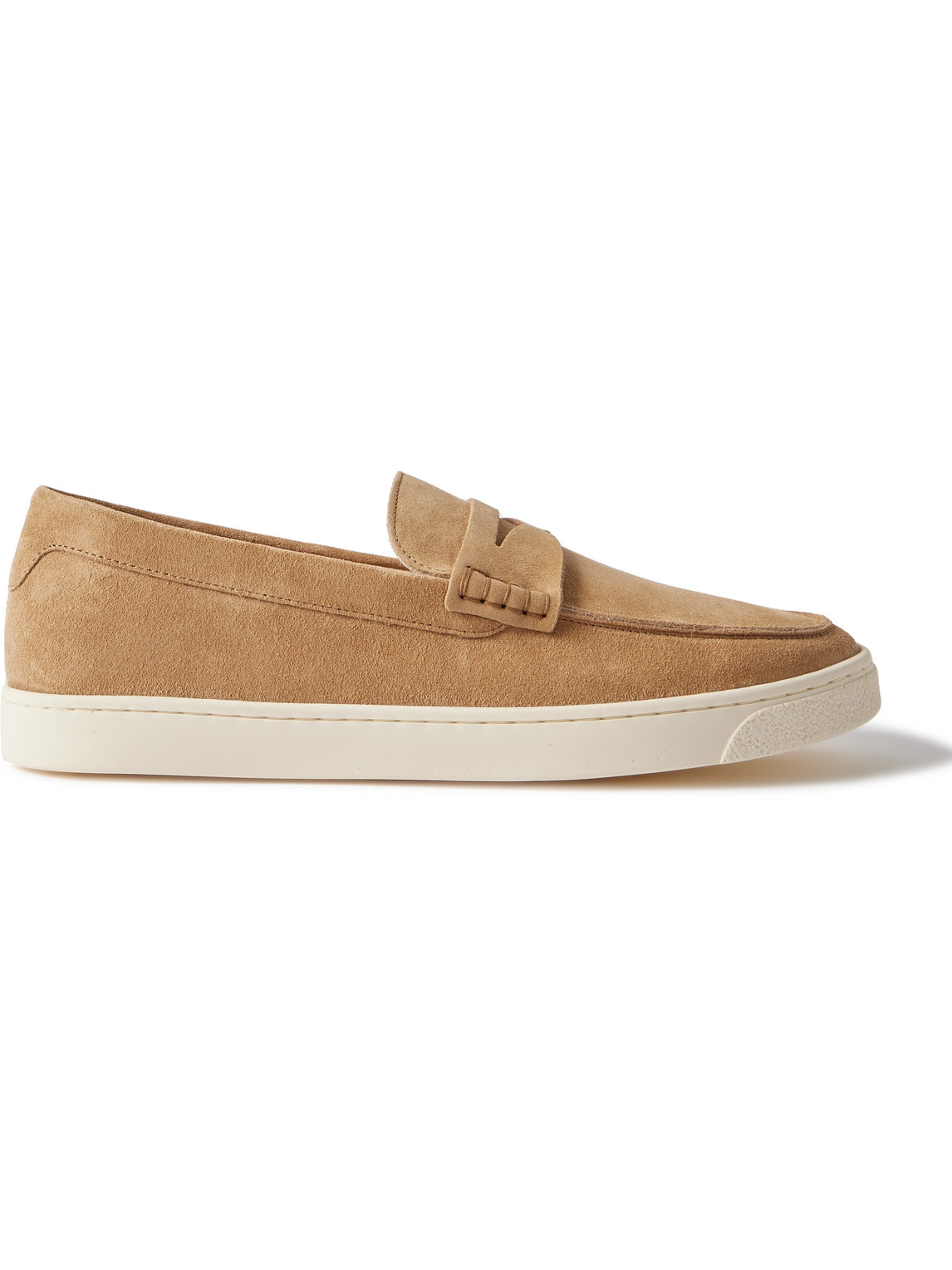 Brunello Cucinelli Suede Penny Loafers In Brown