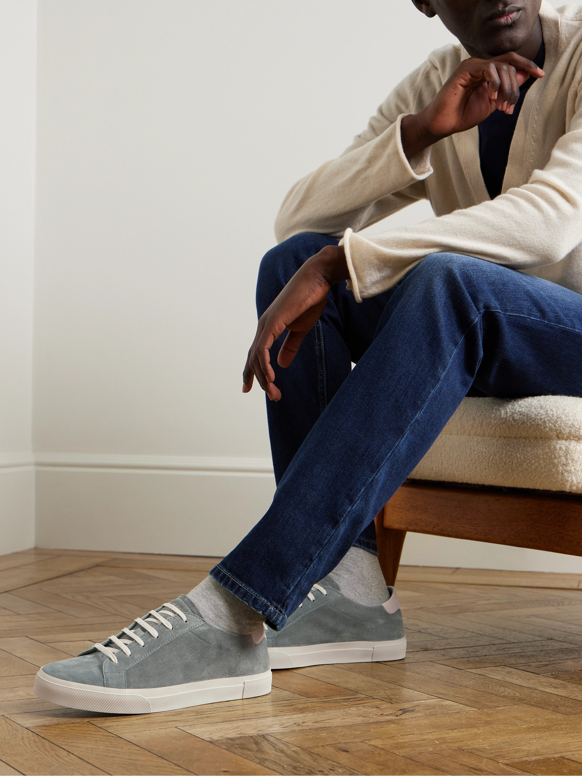 Brunello Cucinelli Vulky Suede Sneakers In Gray