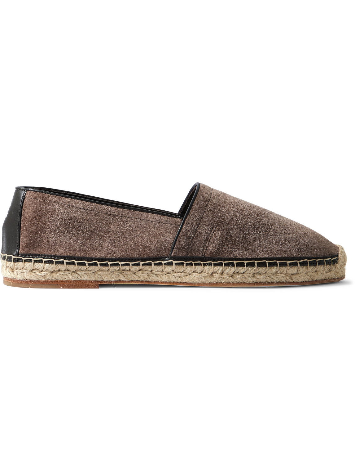 Brunello Cucinelli Round Toe Suede Espadrilles With Jute Sole In Brown