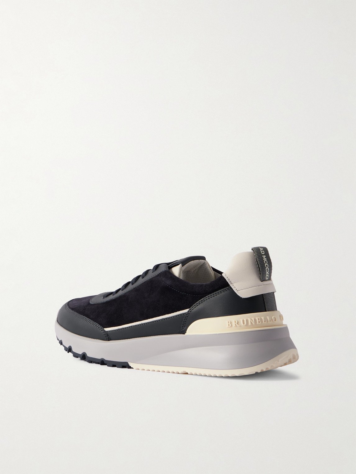 Brunello Cucinelli Leather-trimmed Suede Sneakers In Blue