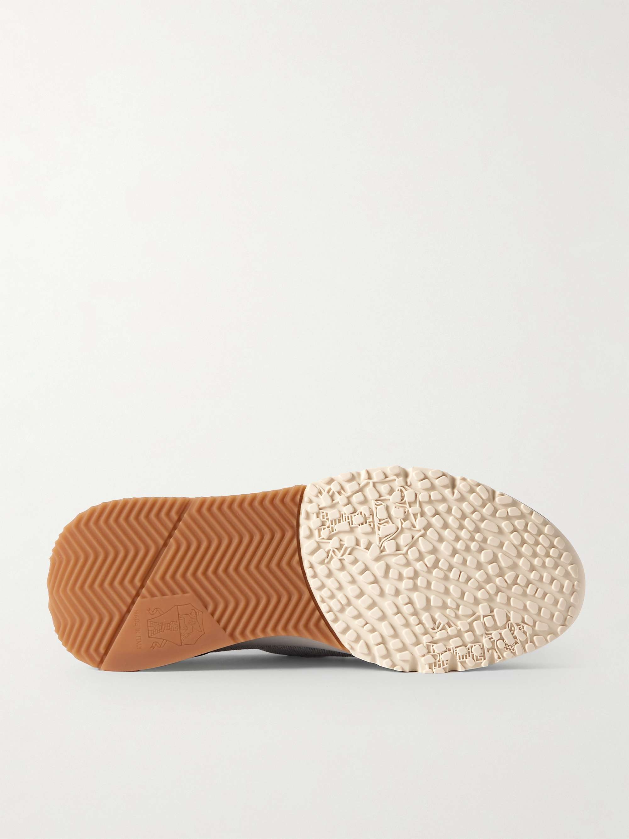 BRUNELLO CUCINELLI Suede-Trimmed Stretch-Knit Sneakers