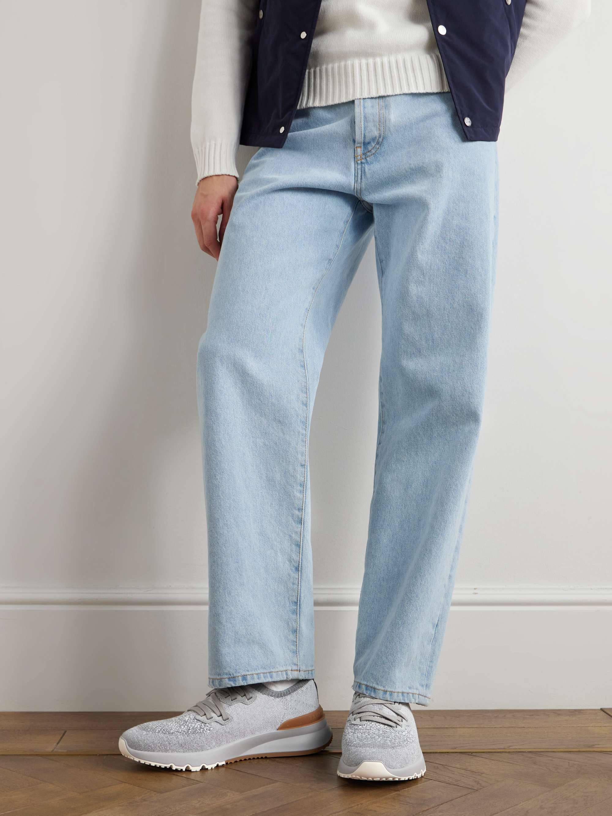BRUNELLO CUCINELLI Suede-Trimmed Stretch-Knit Sneakers