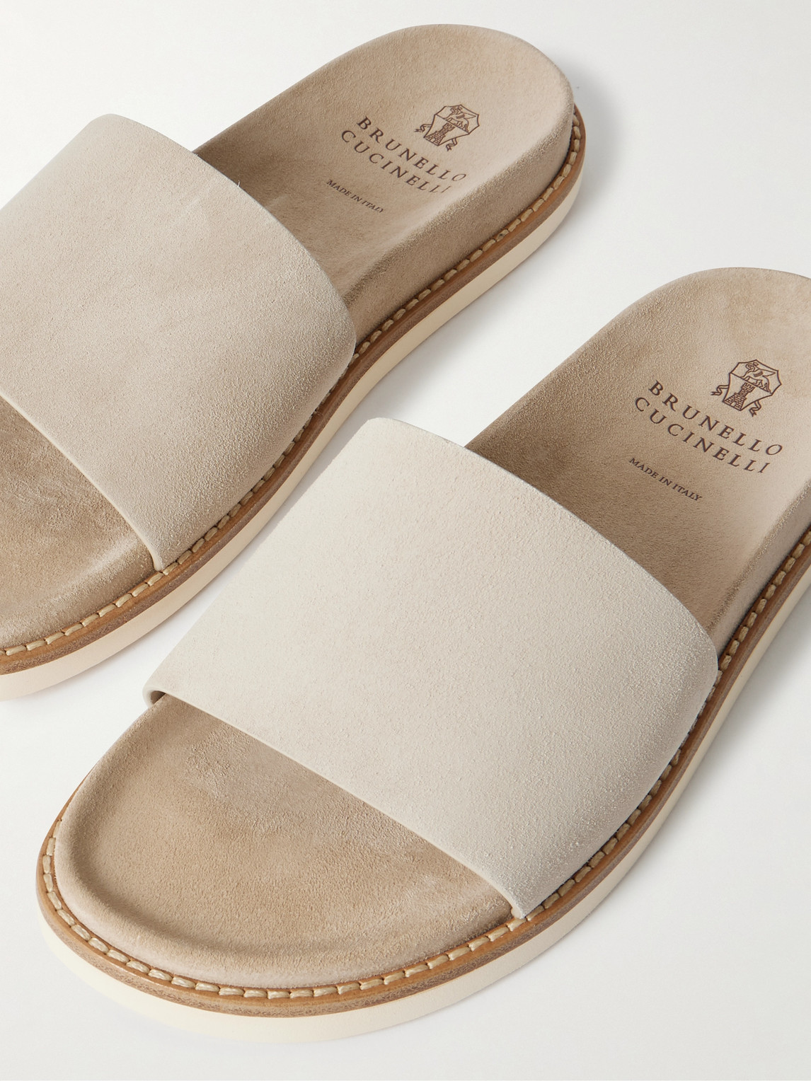 BRUNELLO CUCINELLI SUEDE SLIDES 