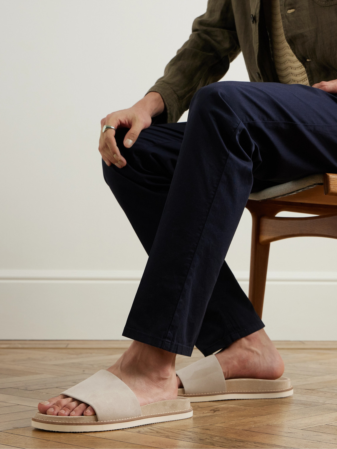 BRUNELLO CUCINELLI SUEDE SLIDES 