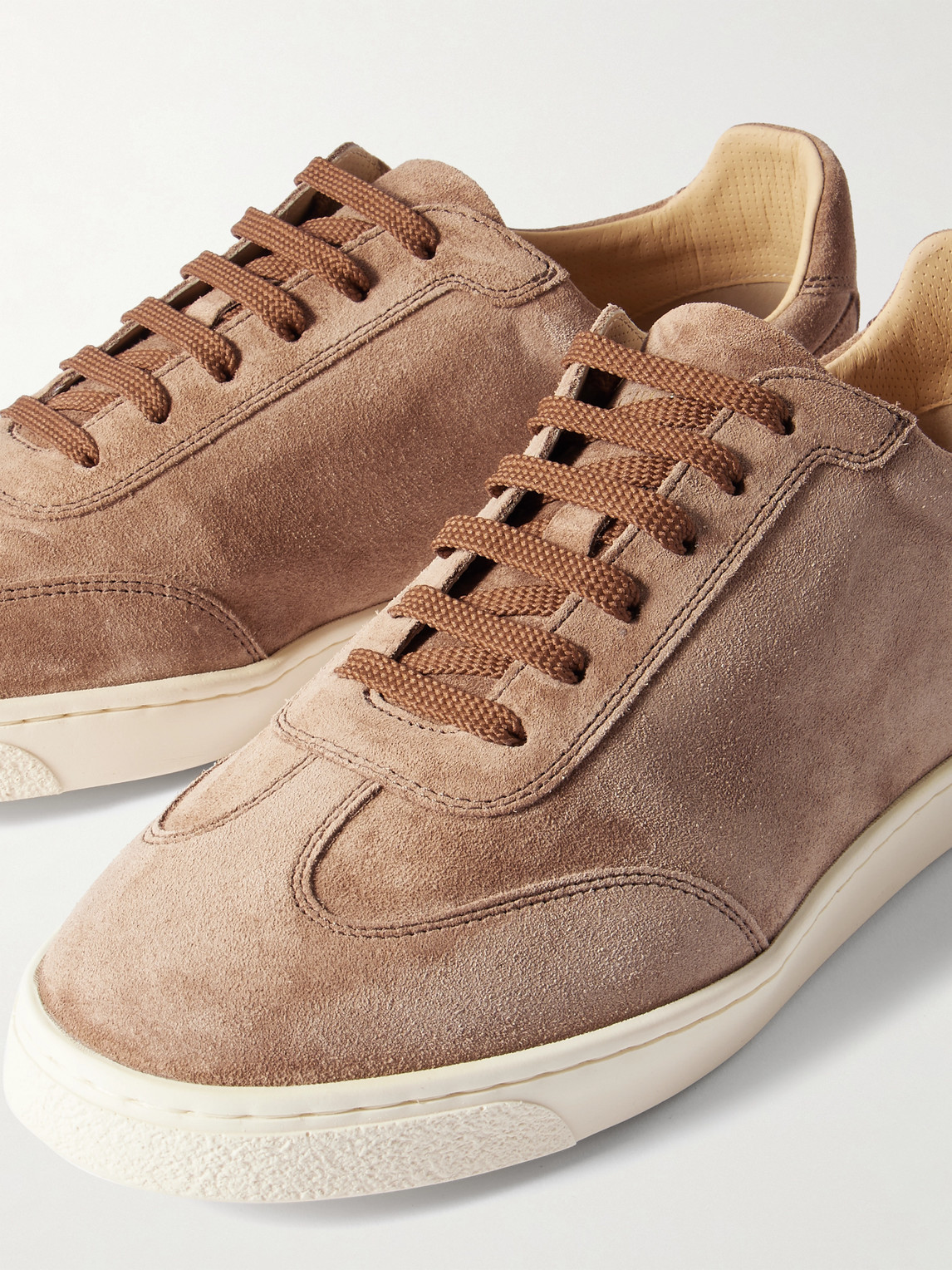 Brunello Cucinelli Coda Di Rondine Suede Sneakers In Brown
