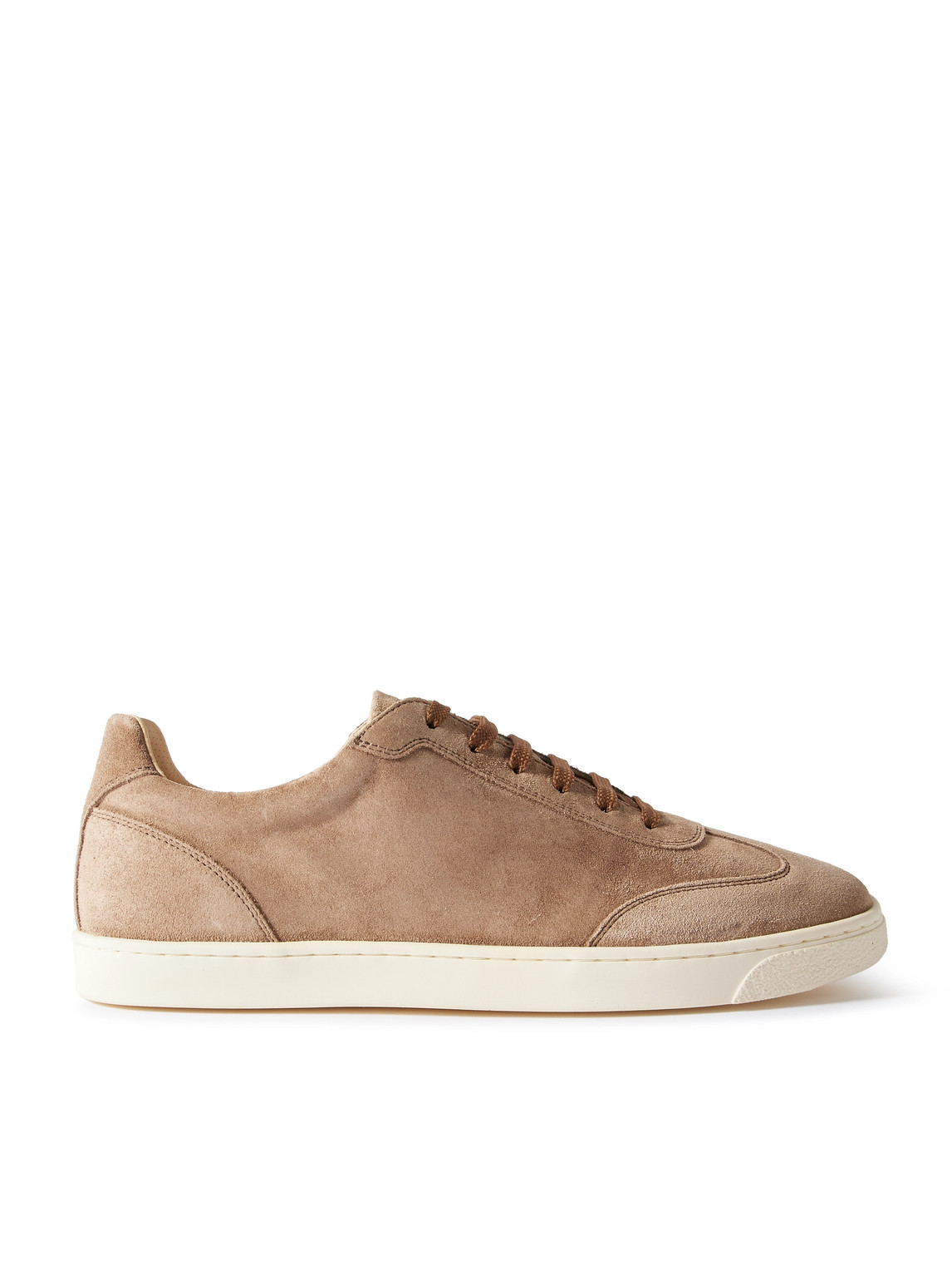 Brunello Cucinelli Coda Di Rondine Suede Sneakers In Brown