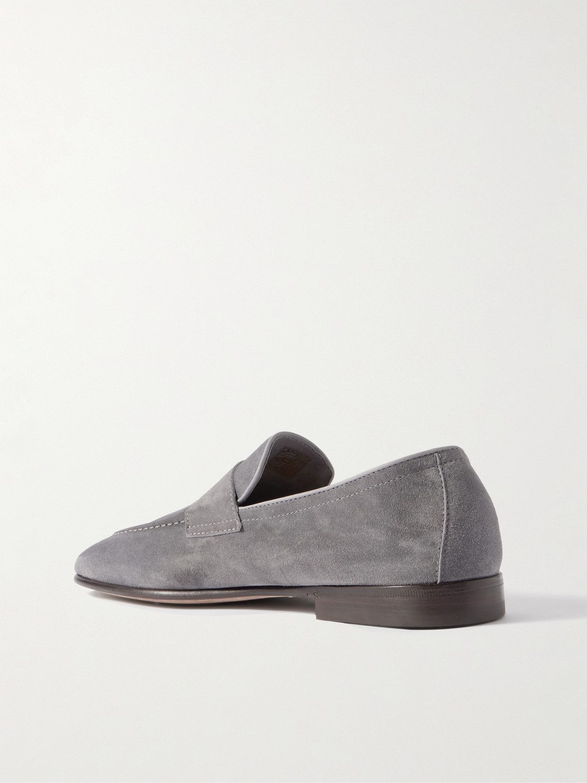 Brunello Cucinelli Suede Penny Loafers In Gray