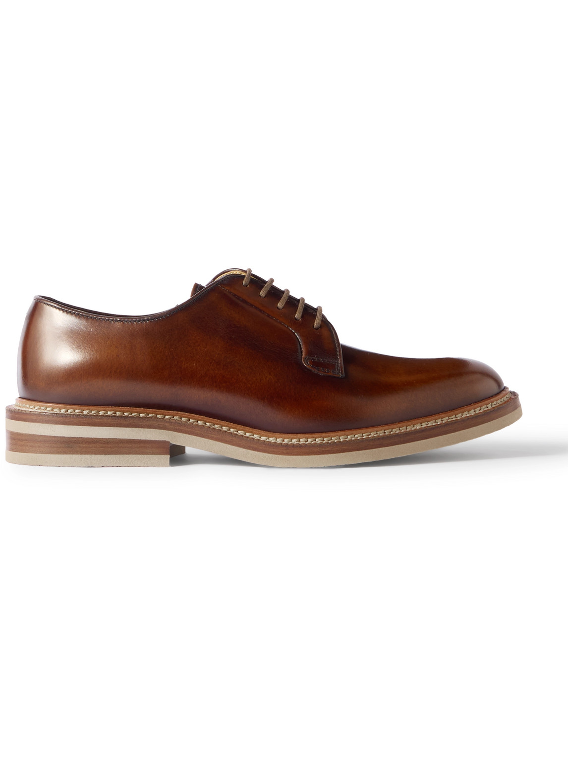 Brunello Cucinelli Calfskin Derby Shoes In Brown