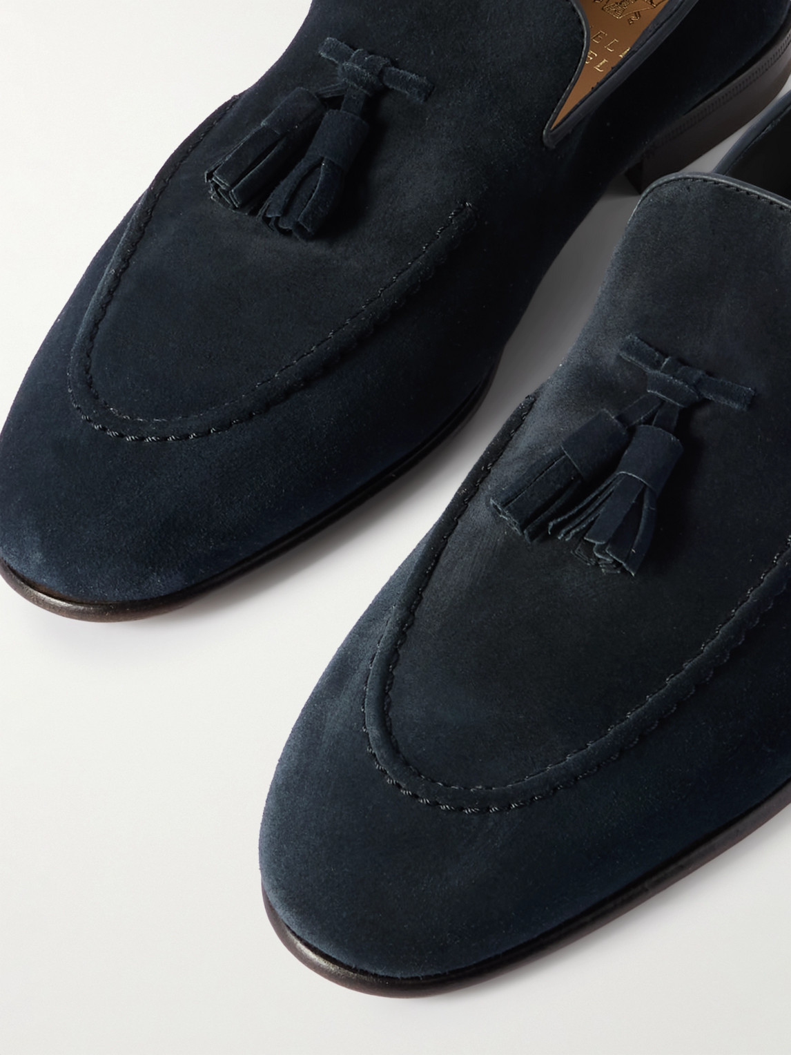 Brunello Cucinelli Men's Suede Tassel Loafers In Blue
