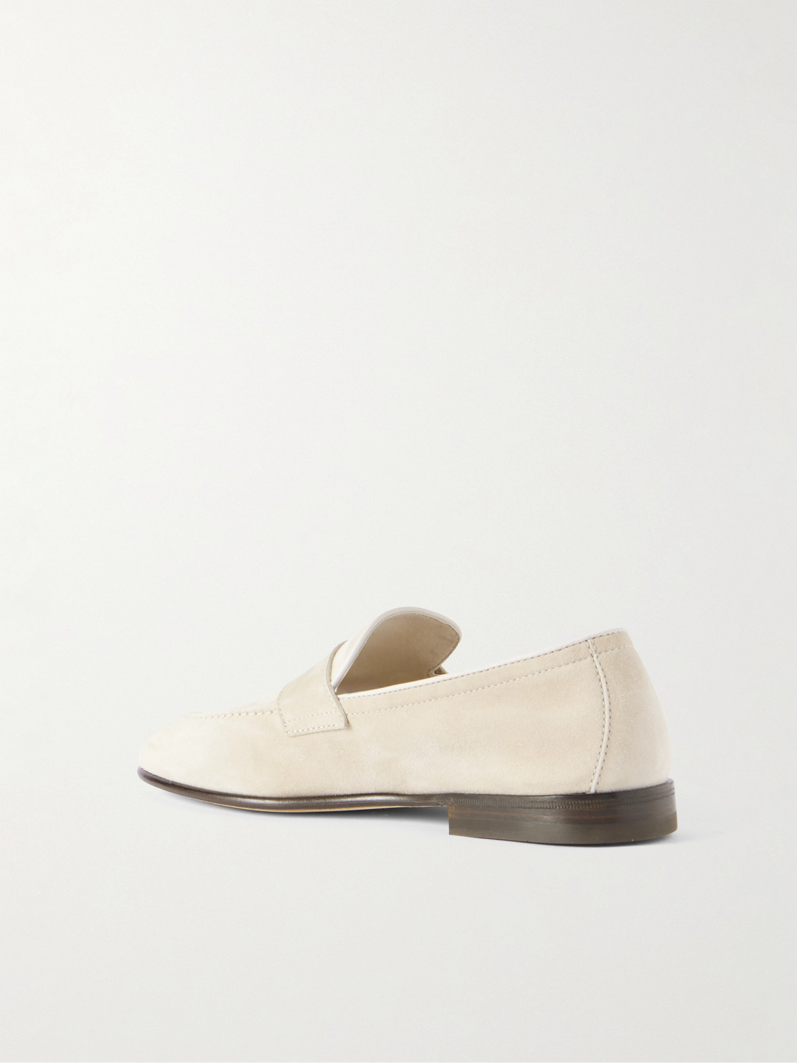 Shop Brunello Cucinelli Suede Penny Loafers In Neutrals
