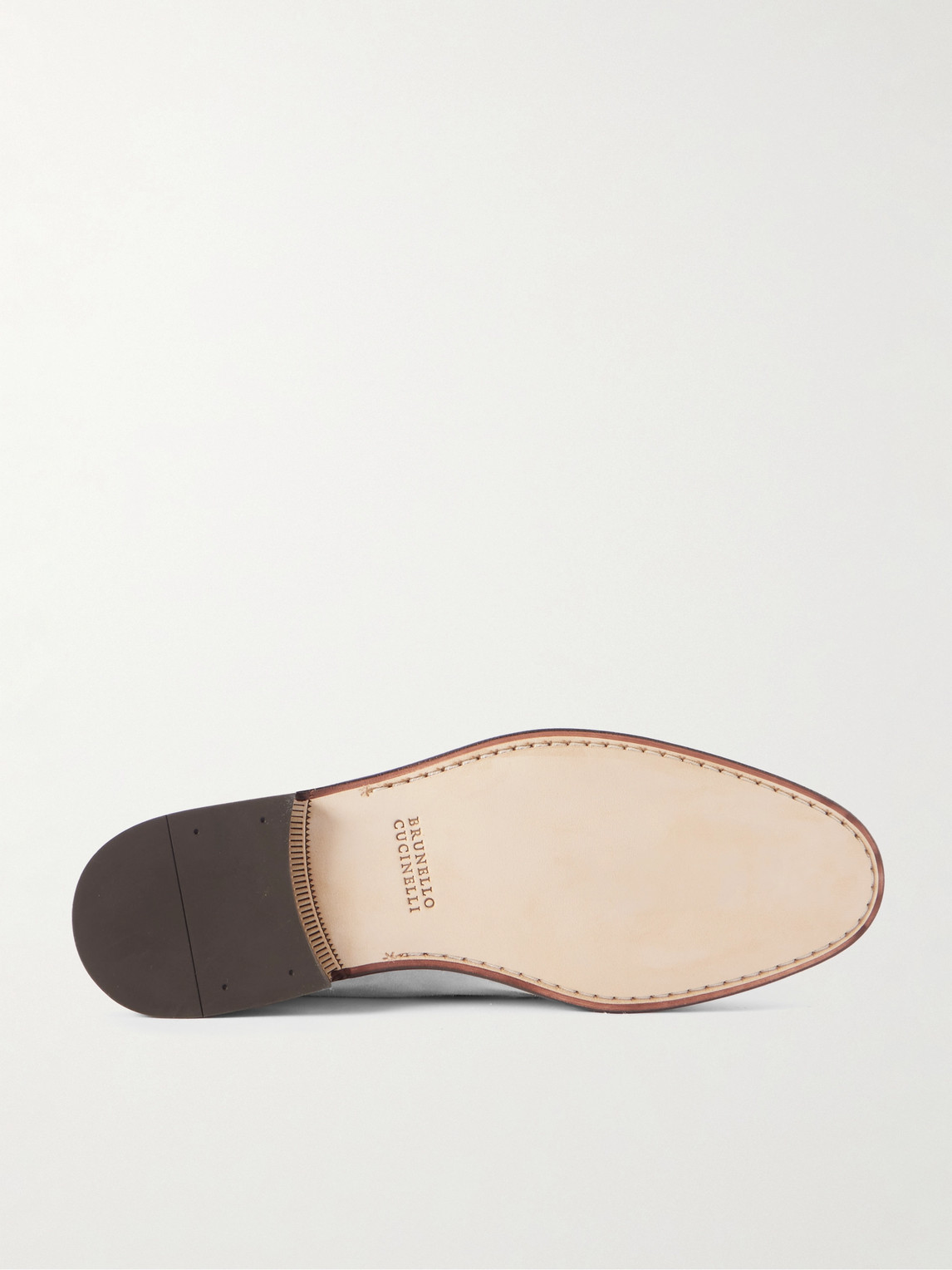Shop Brunello Cucinelli Suede Penny Loafers In Neutrals