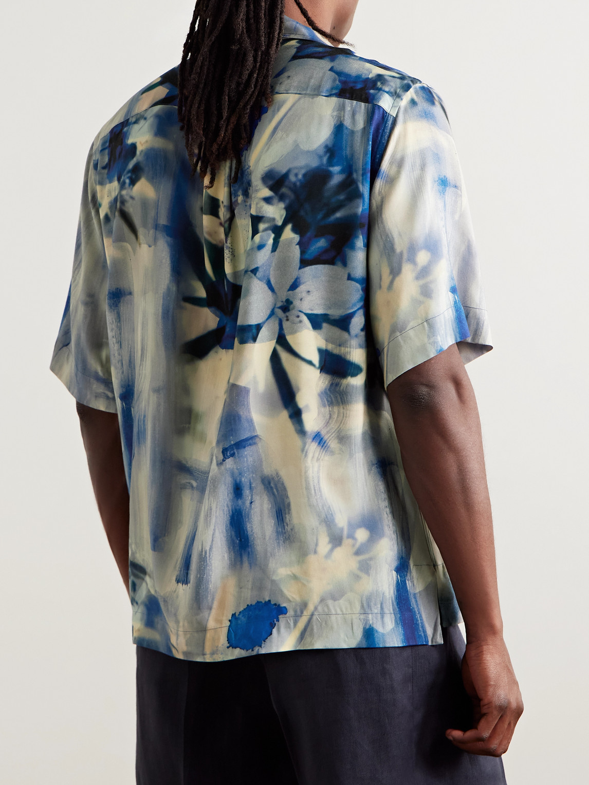 Shop Paul Smith Floral-print Twill Shirt In Blue