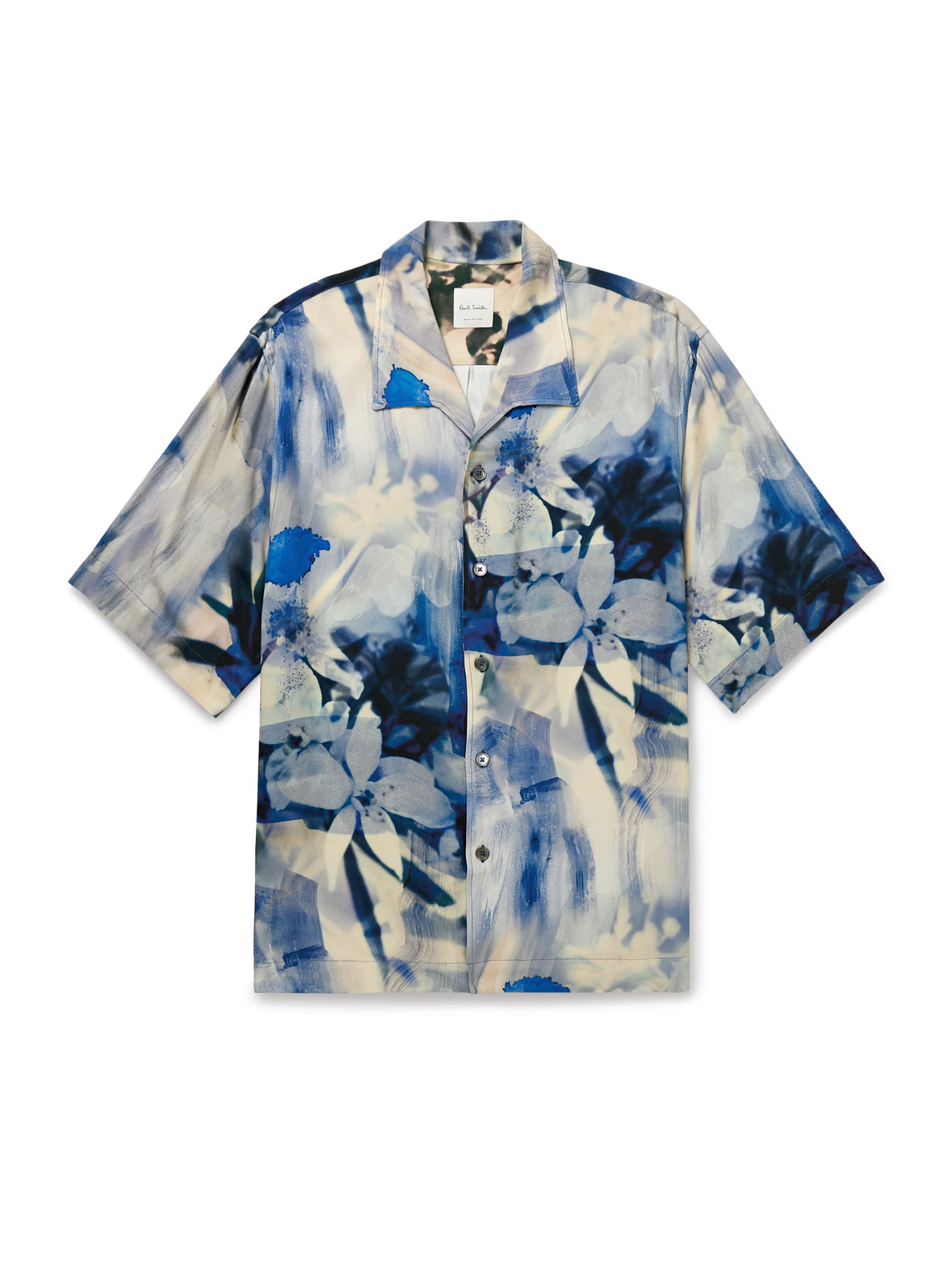 Shop Paul Smith Floral-print Twill Shirt In Blue