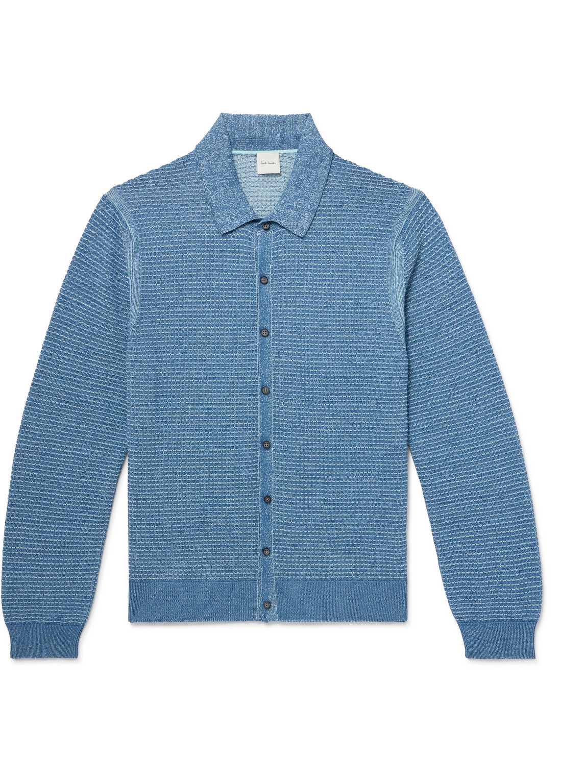 Paul Smith Waffle-knit Cotton And Linen-blend Cardigan In Blue