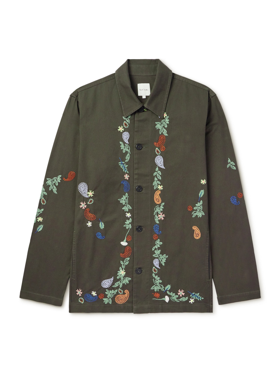 Embroidered Cotton-Twill Overshirt