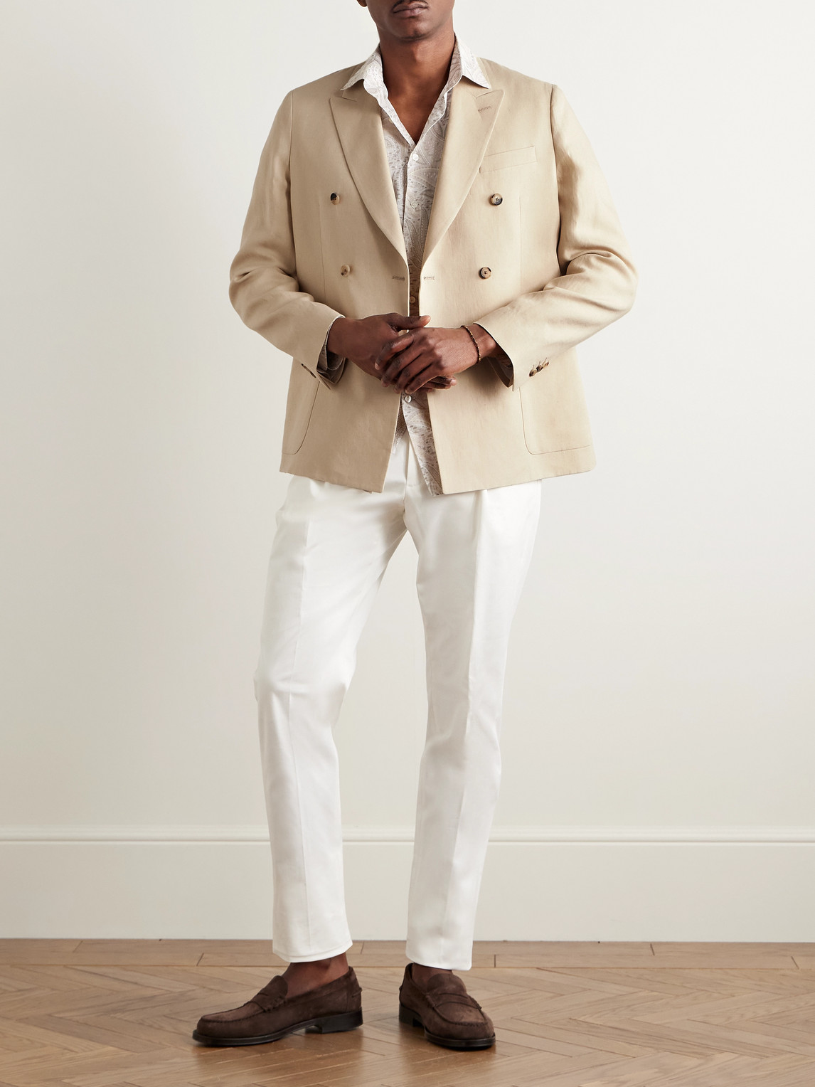 PAUL SMITH DOUBLE-BREASTED LINEN BLAZER