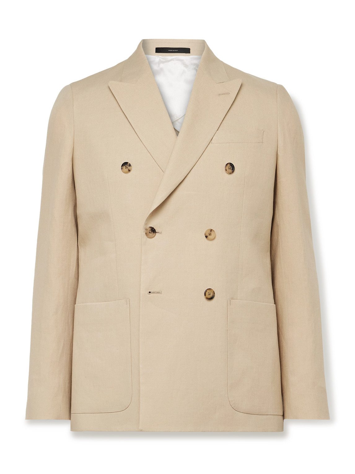 Paul Smith Double-breasted Linen Blazer In Neutrals